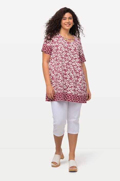 Allover Print Longline Cotton Knit Tunic