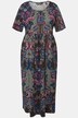 Floral Damask-Inspired Short Sleeve Empire Waist Knit Dress