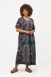 Floral Damask-Inspired Short Sleeve Empire Waist Knit Dress