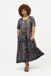 Floral Damask-Inspired Short Sleeve Empire Waist Knit Dress