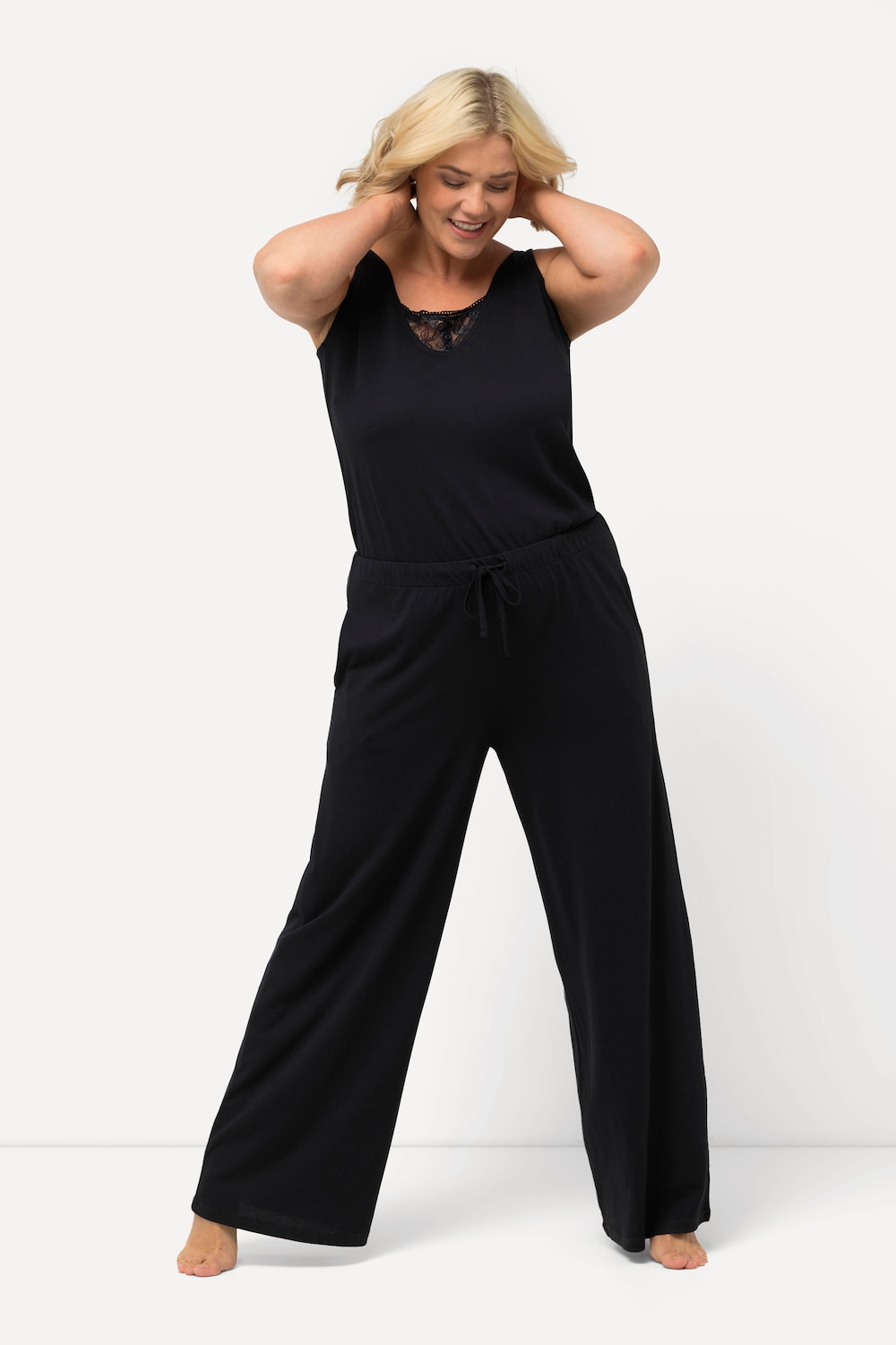 Große Größen Jumpsuit, Damen, schwarz, Größe: 58/60, Baumwolle/Synthetische Fasern, Ulla Popken