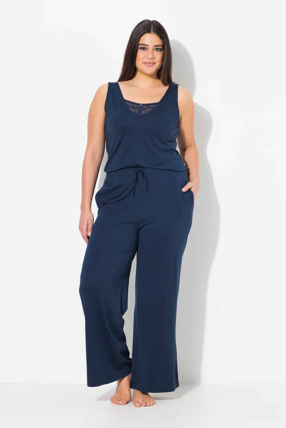 Große Größen Jumpsuit, Damen, blau, Größe: 58/60, Baumwolle/Synthetische Fasern, Ulla Popken