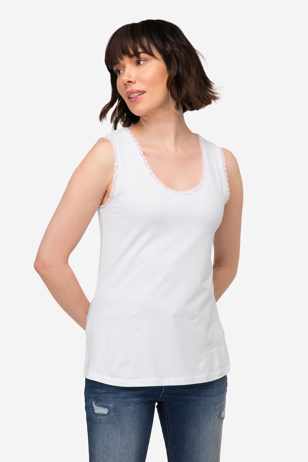 Große Größen Top, Damen, weiß, Größe: S, Baumwolle, LAURASON