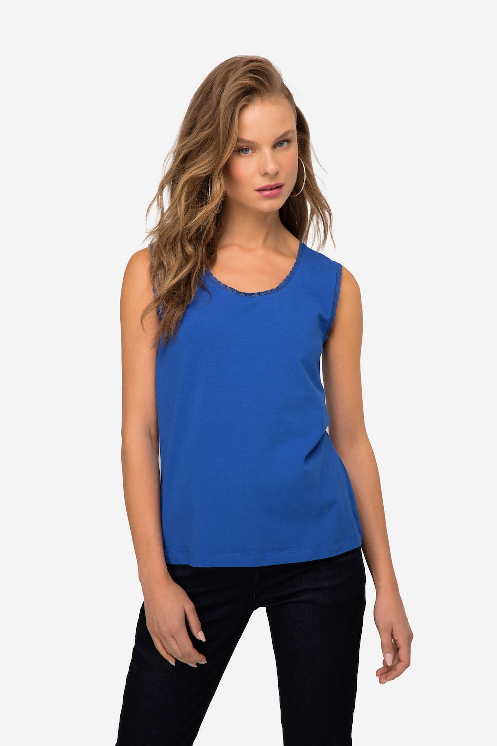 Große Größen Top, Damen, blau, Größe: L, Baumwolle, LAURASON