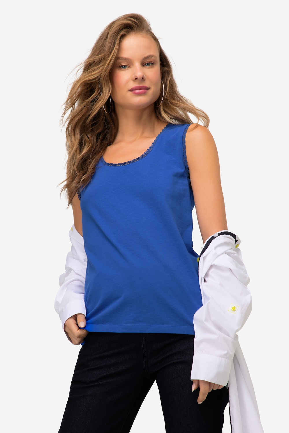 Große Größen Top, Damen, blau, Größe: XL, Baumwolle, LAURASON