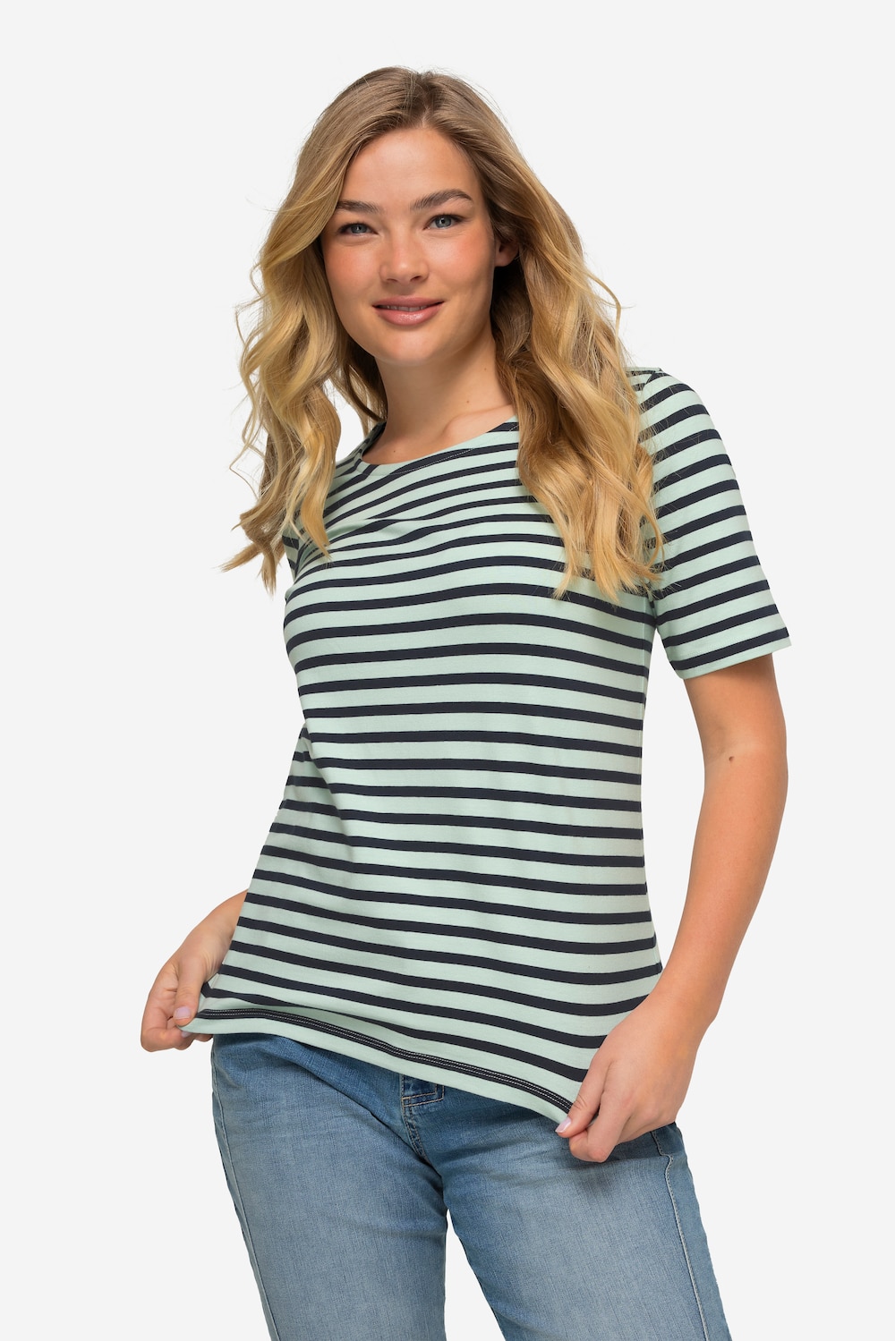 Große Größen T-Shirt, Damen, türkis, Größe: M, Baumwolle, LAURASON