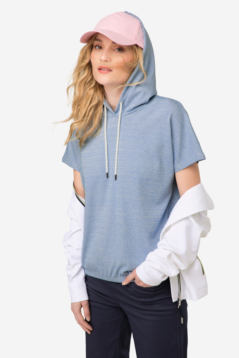 Große Größen Hoodie, Damen, blau, Größe: XL, Baumwolle/Viskose/Synthetische Fasern, LAURASON