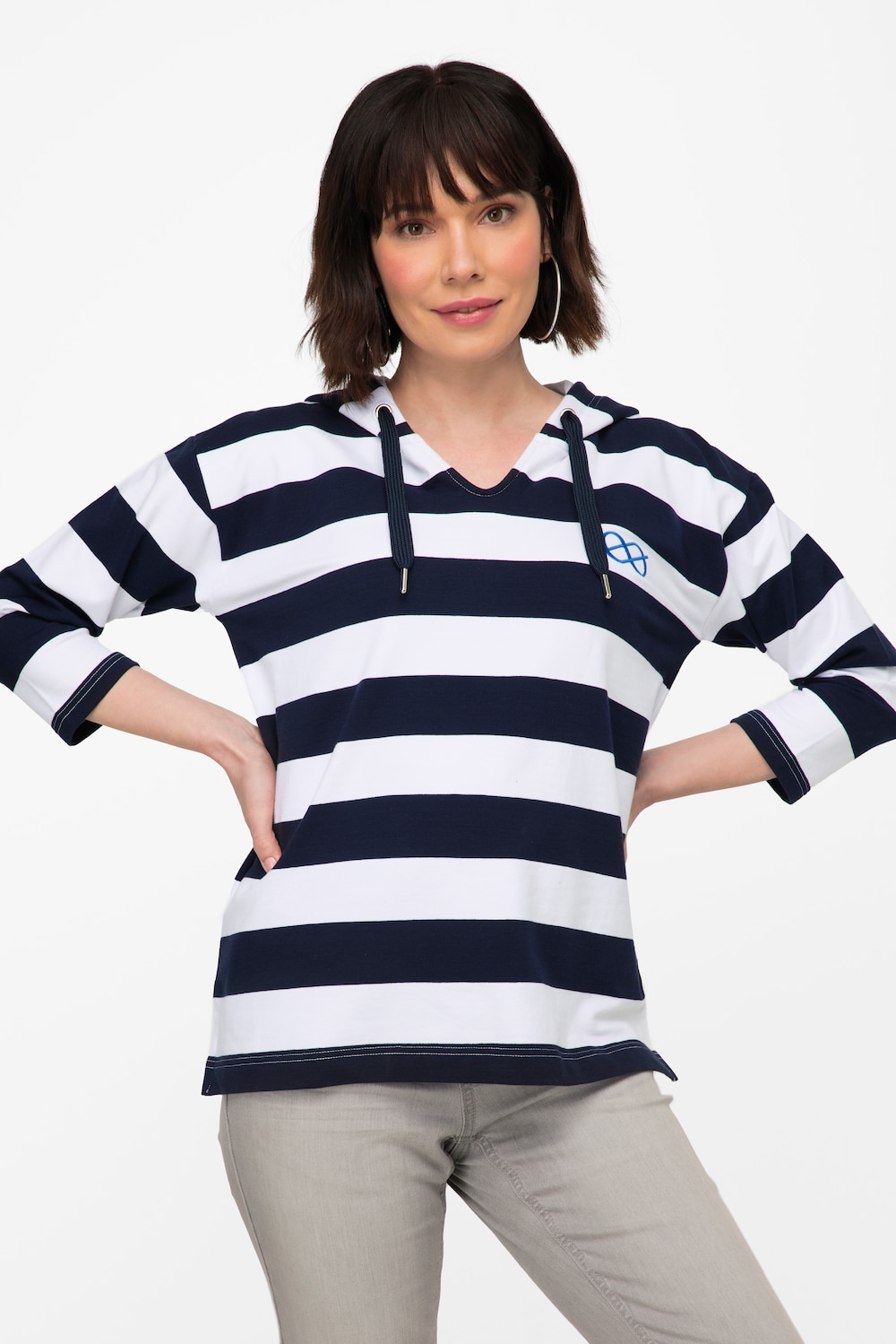 Große Größen Hoodie, Damen, blau, Größe: L, Baumwolle, LAURASON