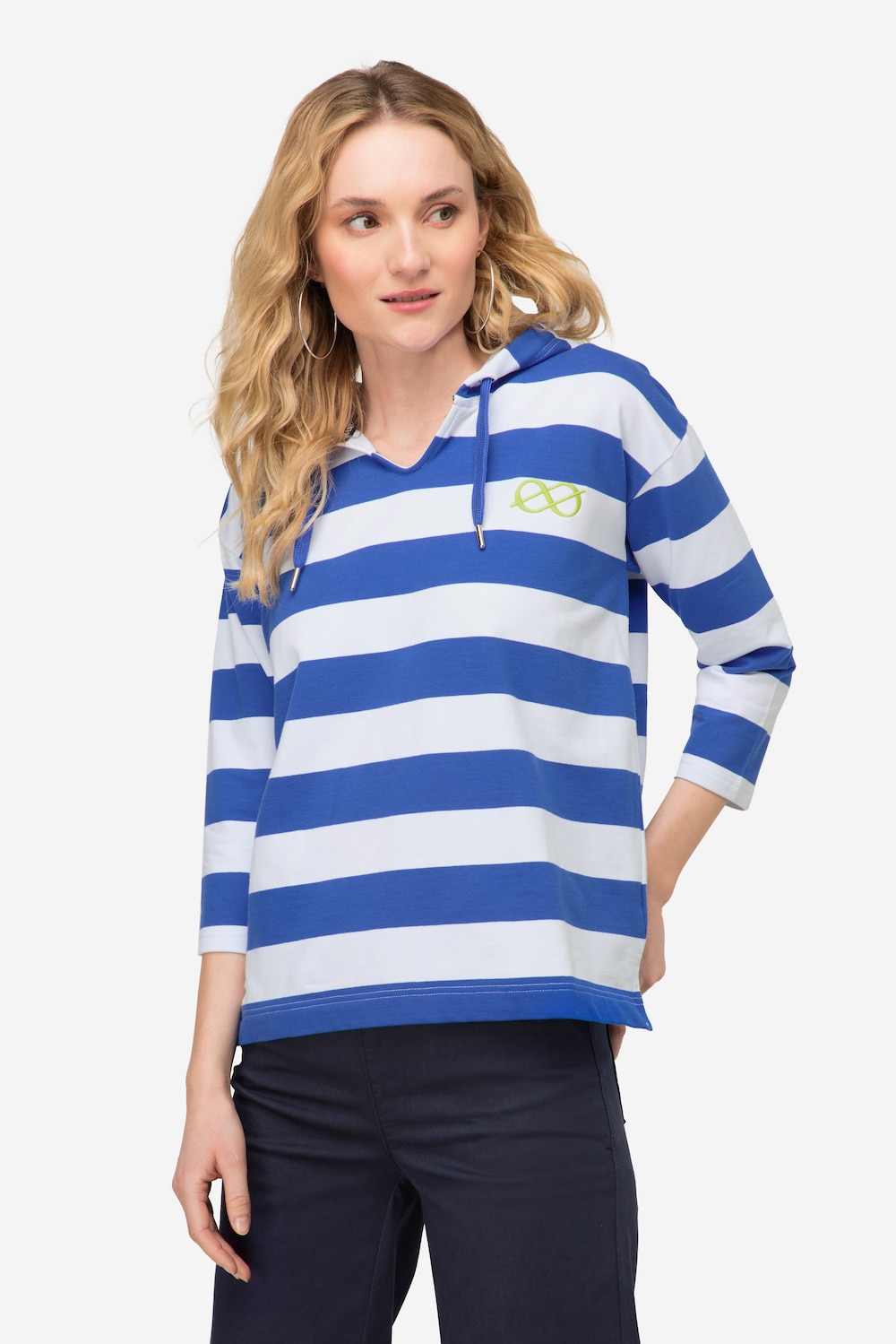 Große Größen Hoodie, Damen, blau, Größe: L, Baumwolle, LAURASON