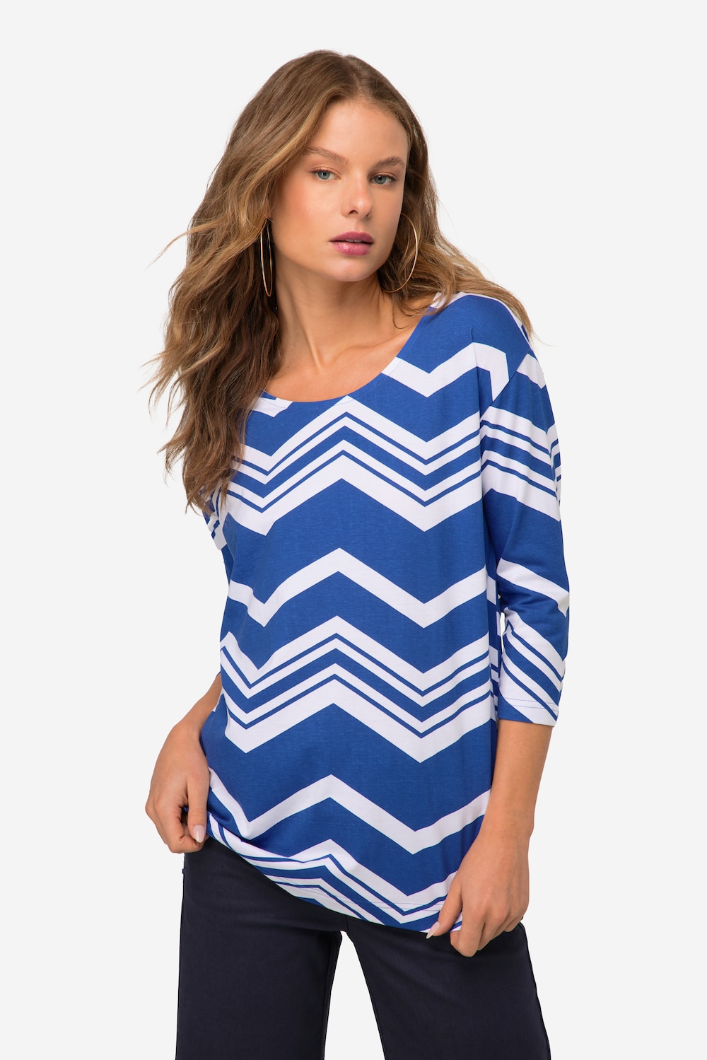 Große Größen T-Shirt, Damen, blau, Größe: L, Baumwolle/Synthetische Fasern, LAURASON