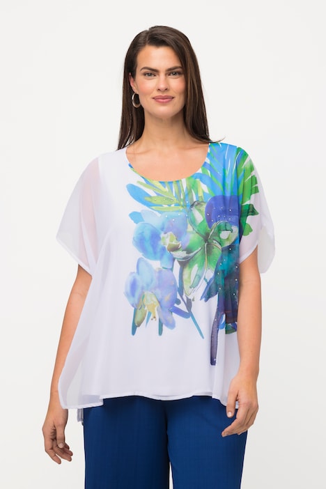 Sheer Layered Orchid and Toucan Print Blouse | all Blouses | Blouses