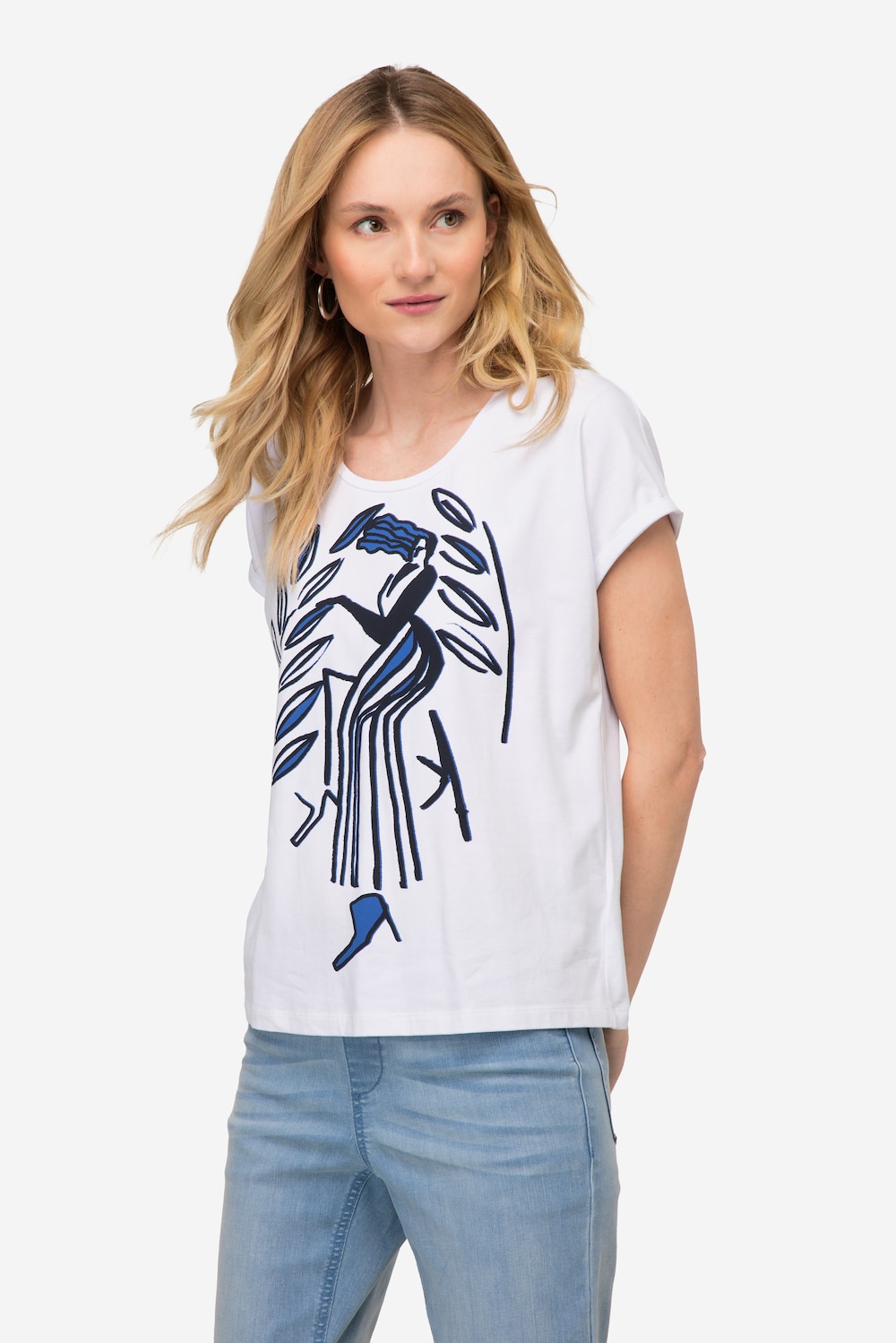 Große Größen T-Shirt, Damen, weiß, Größe: L, Baumwolle, LAURASON