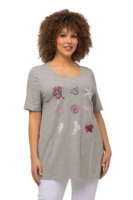 Tričko, korále, A střih, kulatý výstřih, krátké rukávy