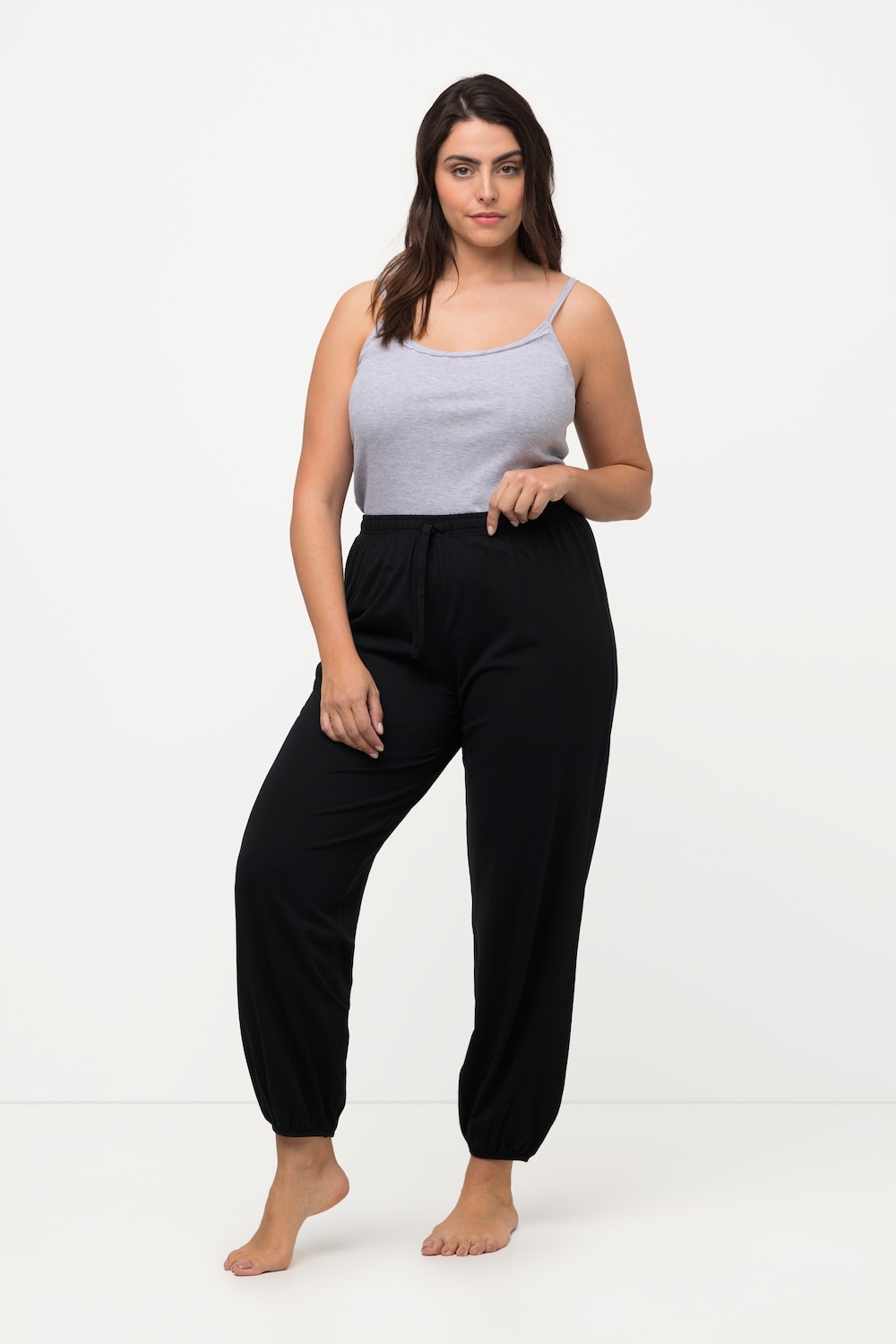 Große Größen Pyjama-Hose, Damen, schwarz, Größe: 46/48, Baumwolle/Viskose, Ulla Popken