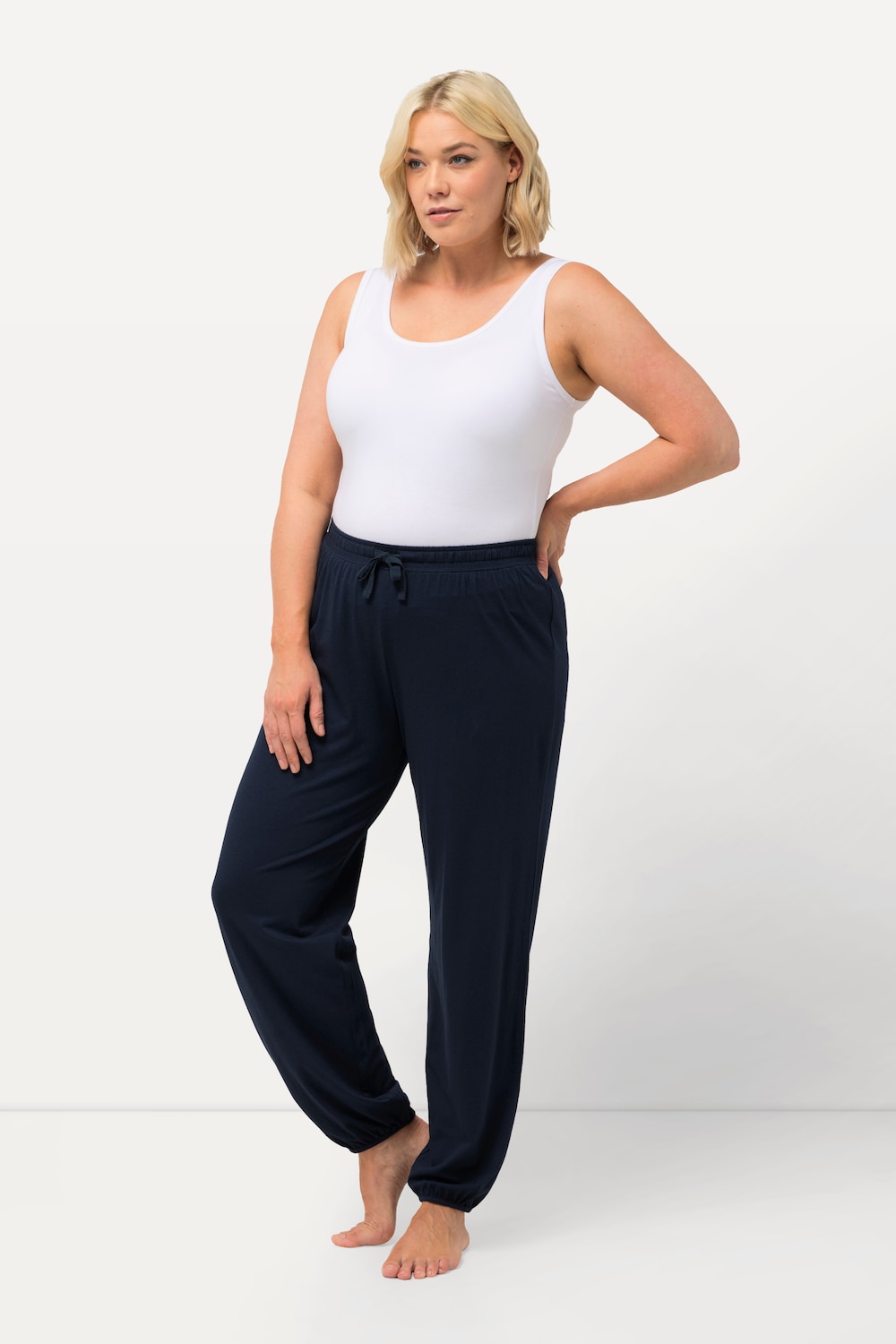 Große Größen Pyjama-Hose, Damen, blau, Größe: 54/56, Baumwolle/Viskose, Ulla Popken