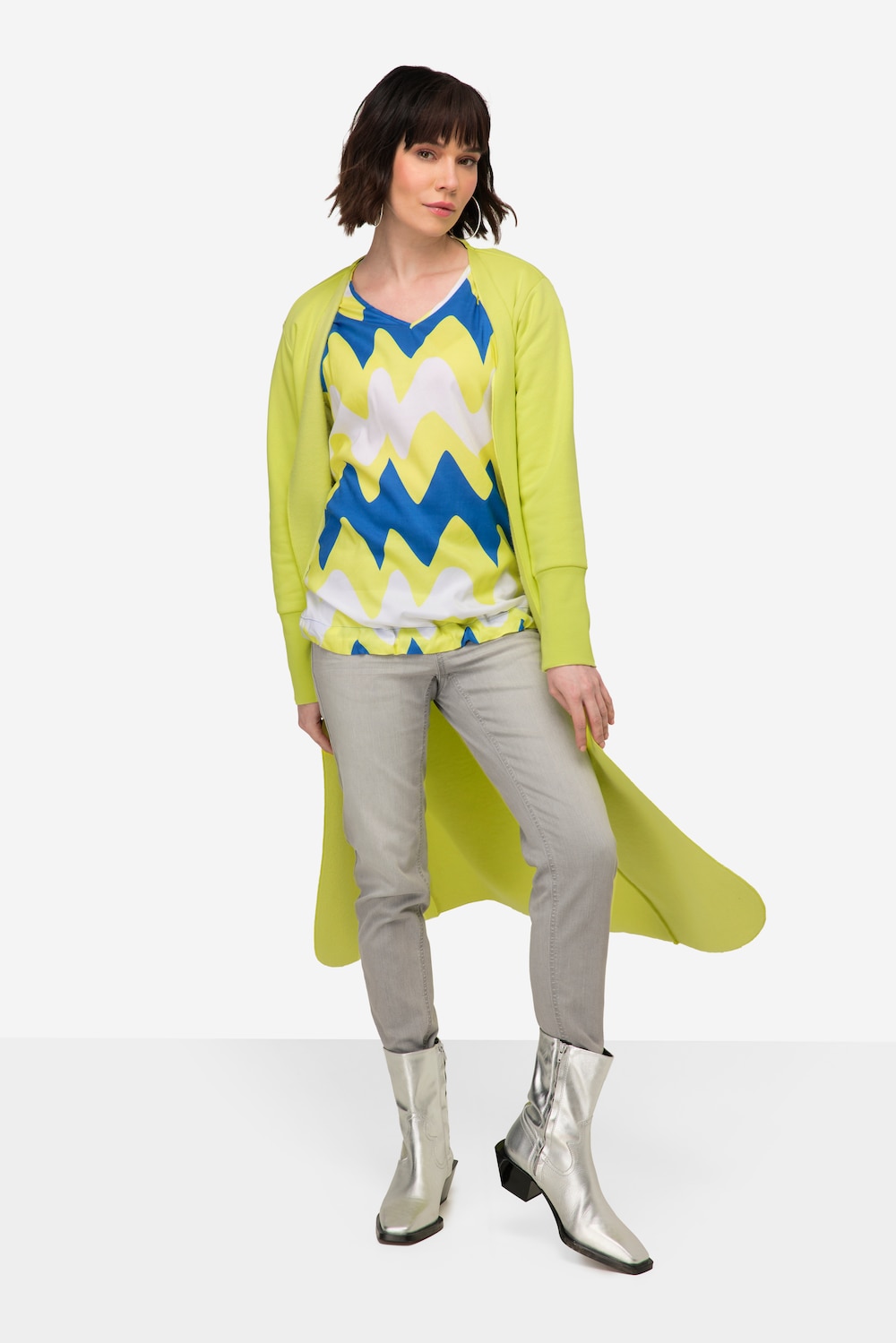 Große Größen Sweat-Cardigan, Damen, grün, Größe: L, Baumwolle/Polyester, LAURASON