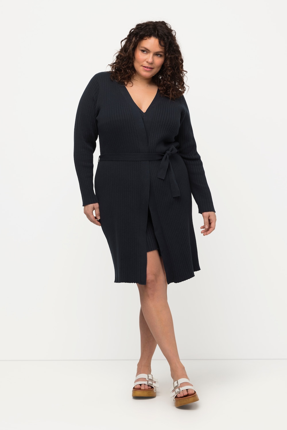 Große Größen Long-Strickjacke, Damen, blau, Größe: 42/44, Baumwolle, Ulla Popken