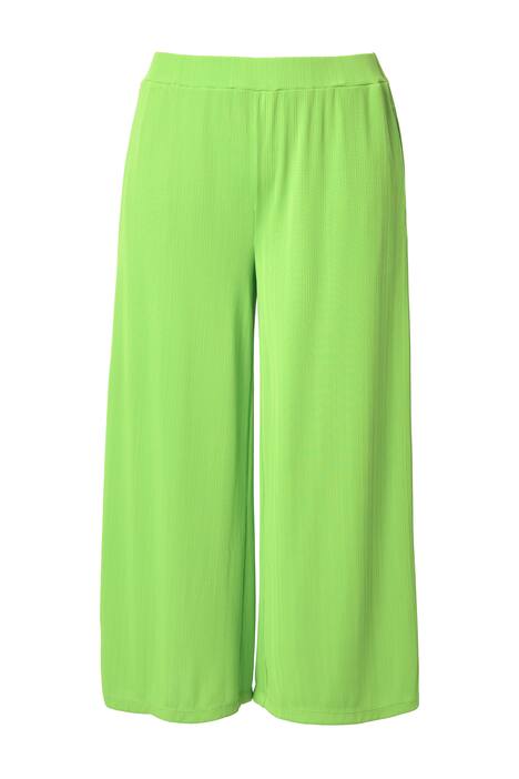 Široké kalhoty, struktura, délka k lýtkům, rovné nohavice, elastický pas