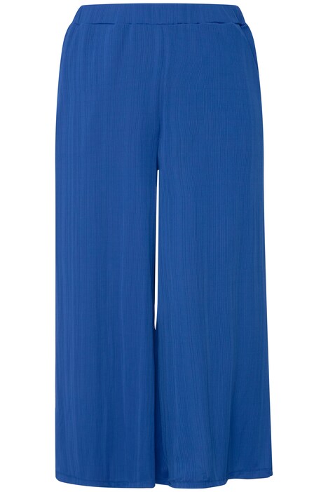 Široké kalhoty, struktura, délka k lýtkům, rovné nohavice, elastický pas