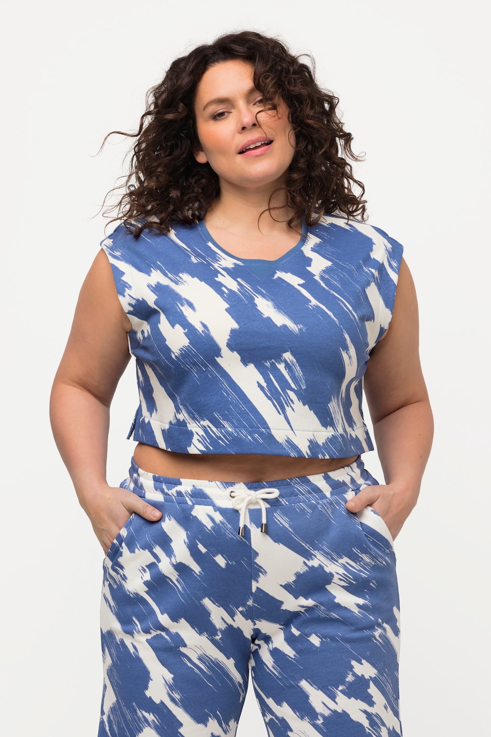 Große Größen Sweat-Top, Damen, blau, Größe: 54/56, Baumwolle, Ulla Popken