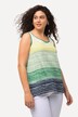 Bluzka, batikowe prążkowanie, krój trapezowy, okrągły dekolt, bez rękawów