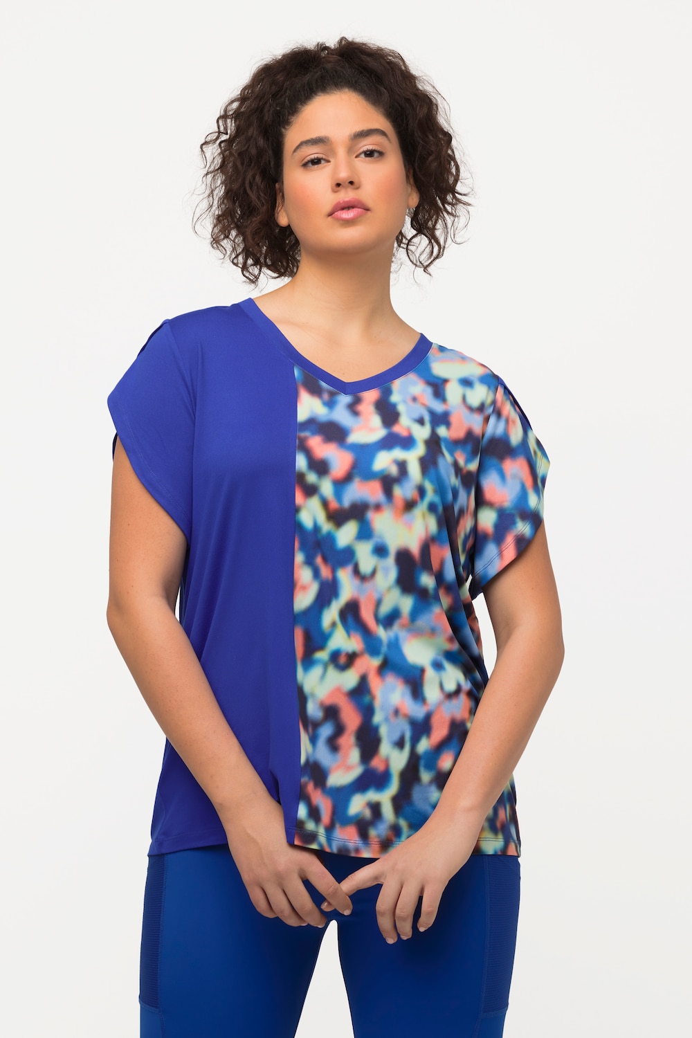 Grote Maten T-shirt, Dames, blauw, Maat: 50/52, Polyester, Ulla Popken