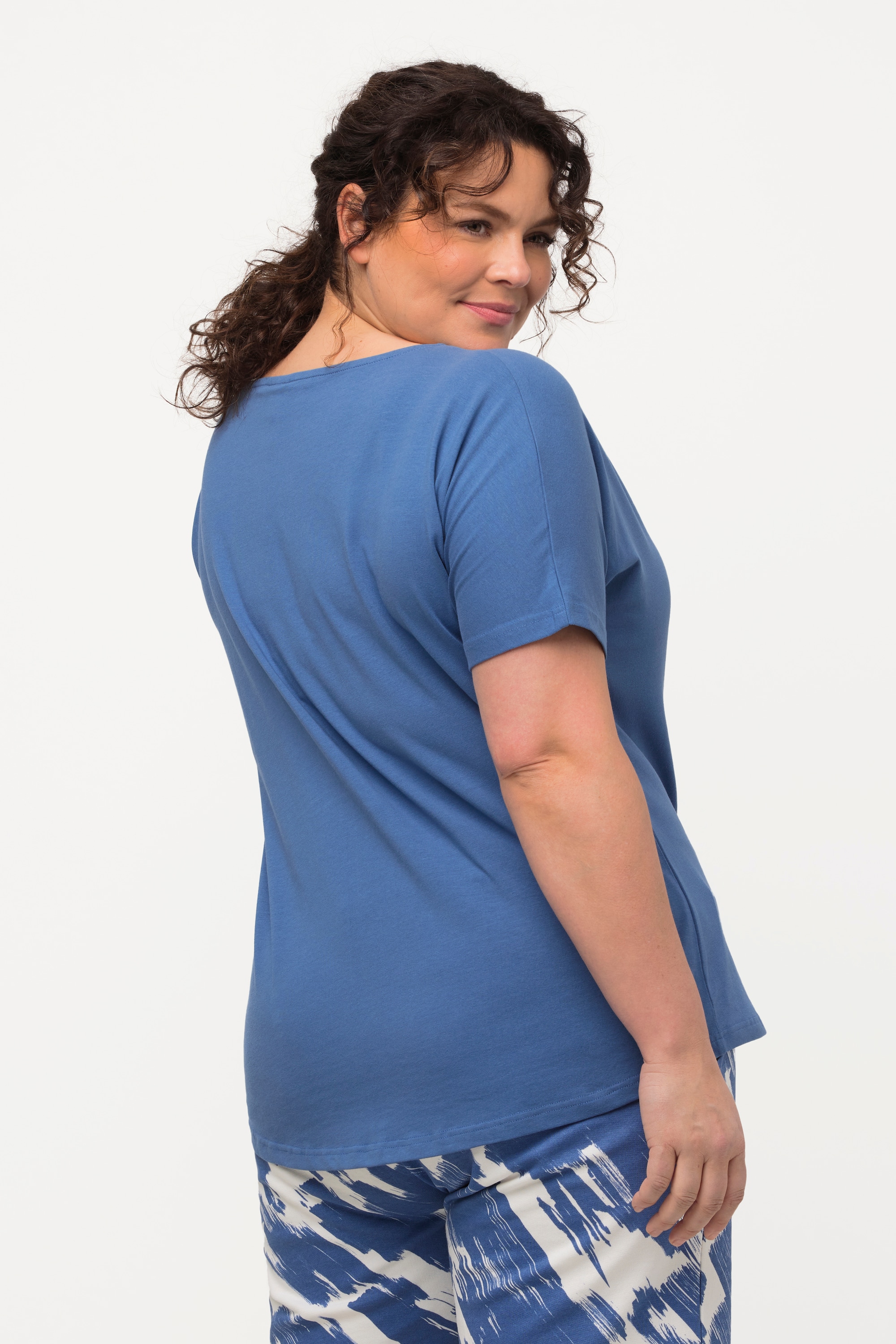 Ulla Popken Damen große Größen T Shirt asymmetrischer Ausschnitt Halbarm