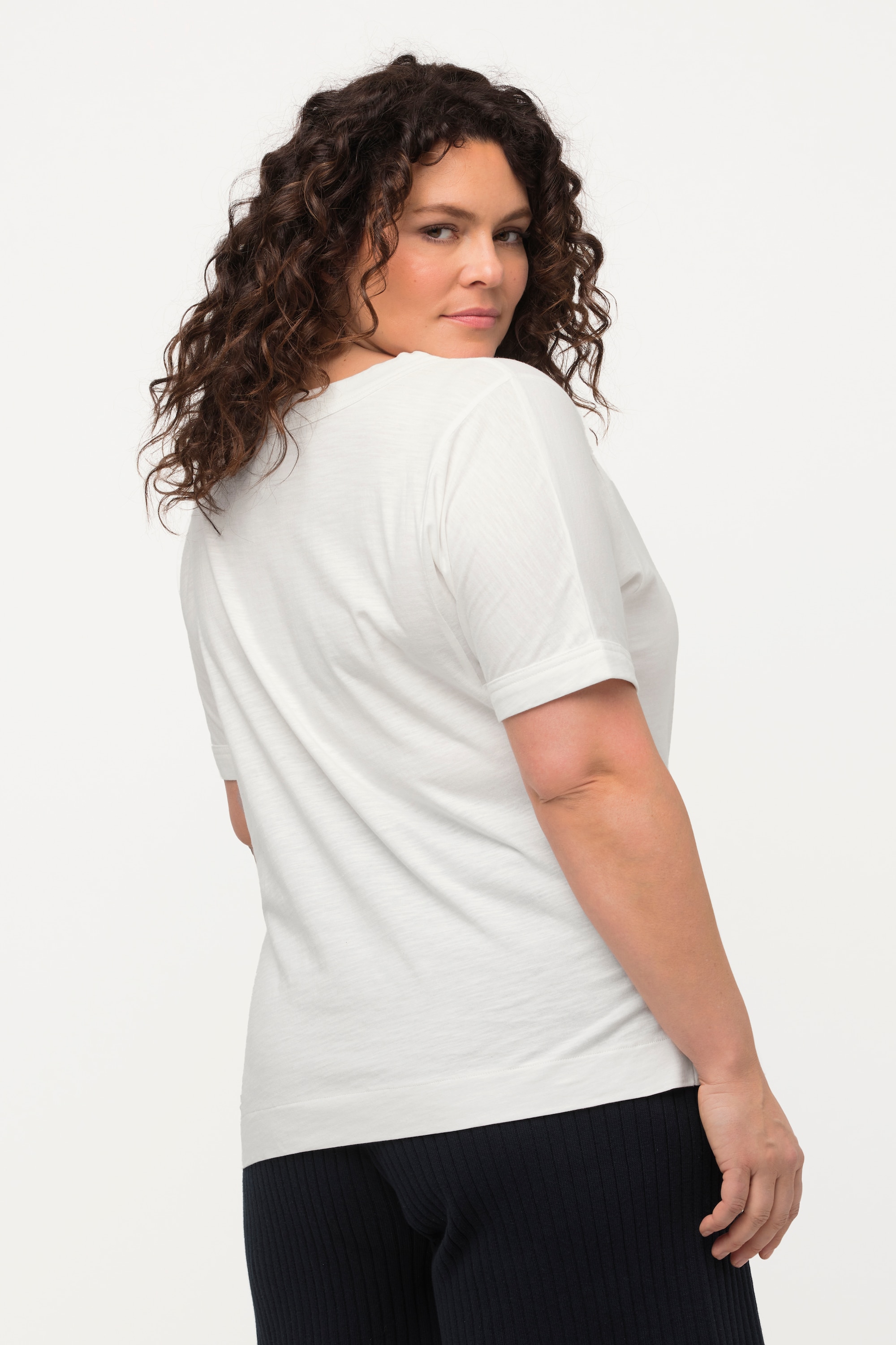 Ulla Popken Damen große Größen T Shirt Oversized Rundhals Halbarm