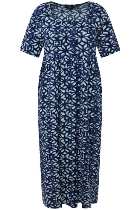 Midi šaty, A střih, plisování, hranatý výstřih, krátké rukávy