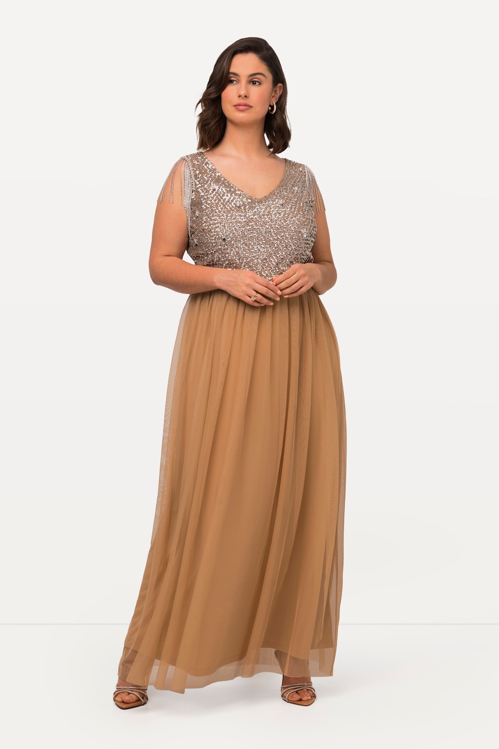 Große Größen Maxikleid, Damen, rosa, Größe: 42/44, Polyester, Ulla Popken