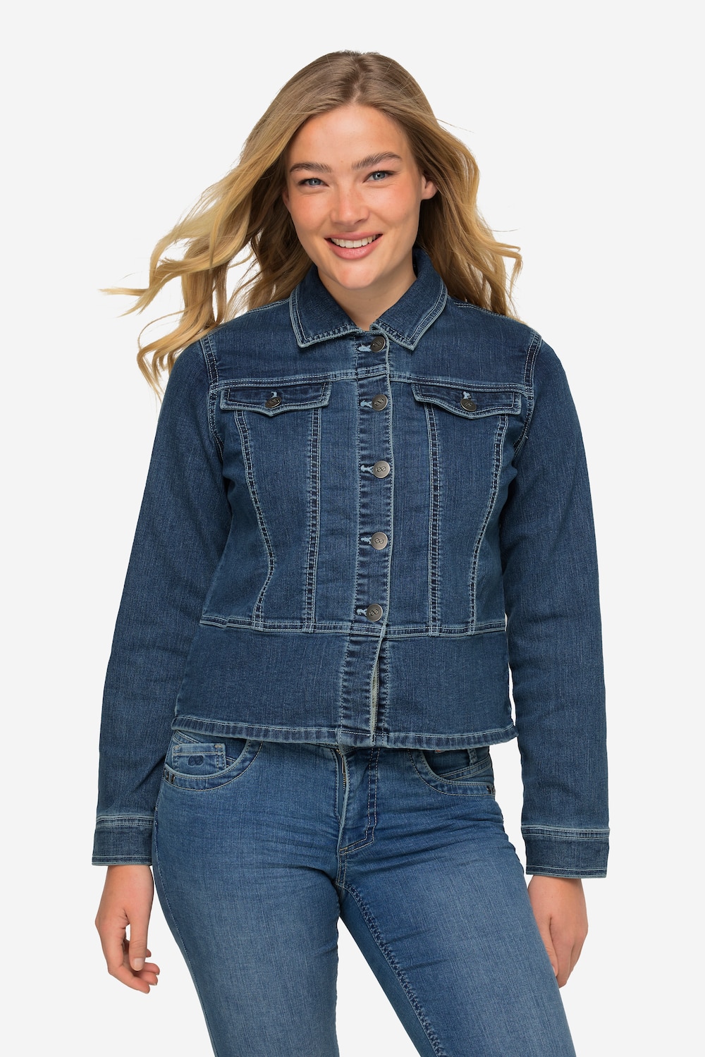 Große Größen Jeansjacke, Damen, blau, Größe: L, Baumwolle, LAURASON