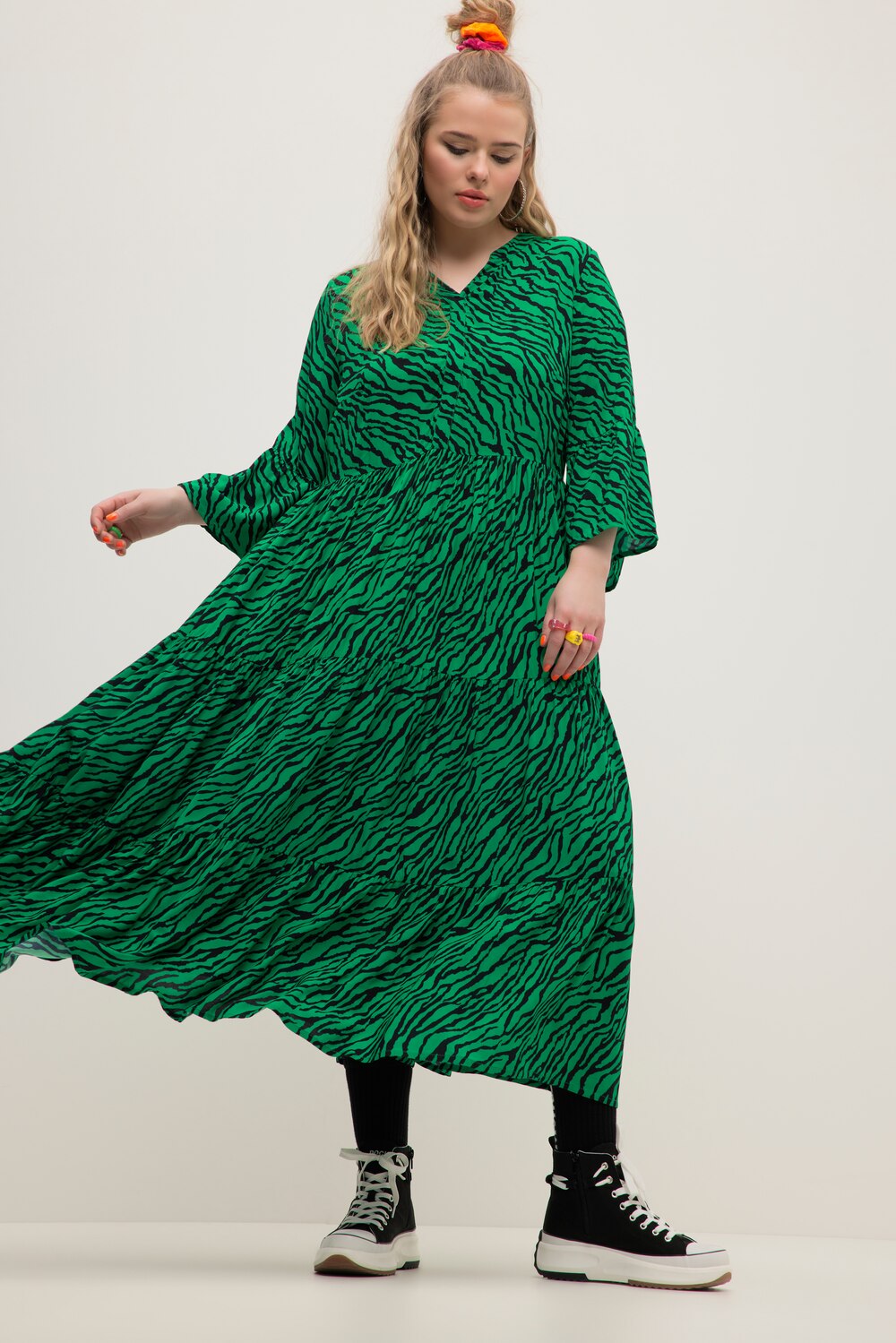 Grote Maten maxi jurk, Dames, groen, Maat: 42/44, Viscose, Studio Untold