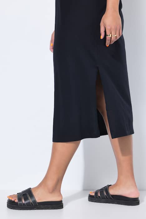 Jersey-Midikleid, oversized, ärmellos, Seitenschlitze