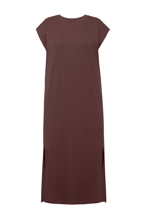 Žerzejové maxi šaty, oversize, kulatý výstřih, bez rukávů, postranní rozparky