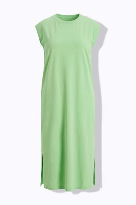 Jersey midi-jurk, oversized, ronde hals, mouwloos, zijsplitten