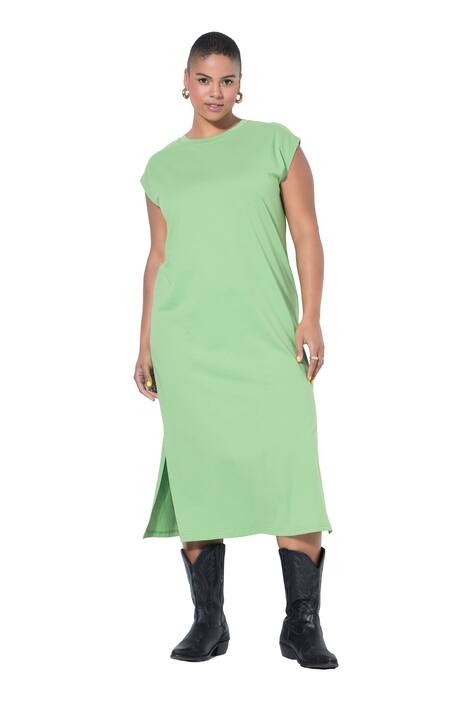 Žerzejové maxi šaty, oversize, kulatý výstřih, bez rukávů, postranní rozparky