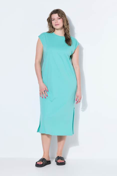 Jersey-Midikleid, oversized, ärmellos, Seitenschlitze