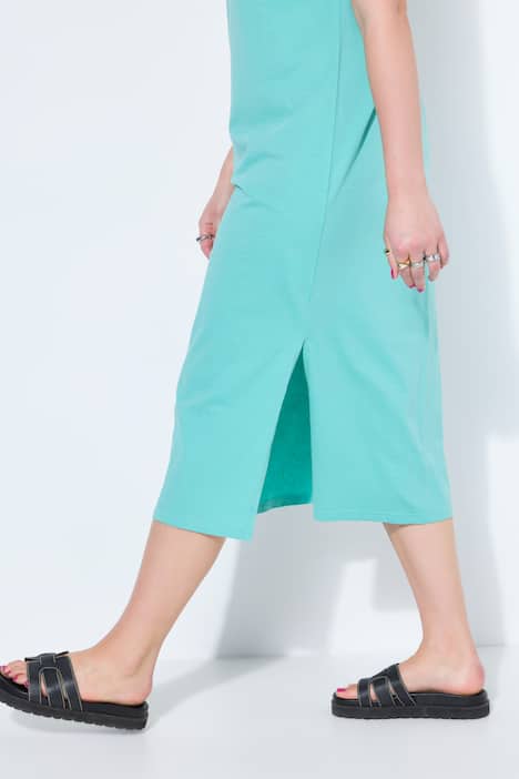 Jersey-Midikleid, oversized, ärmellos, Seitenschlitze