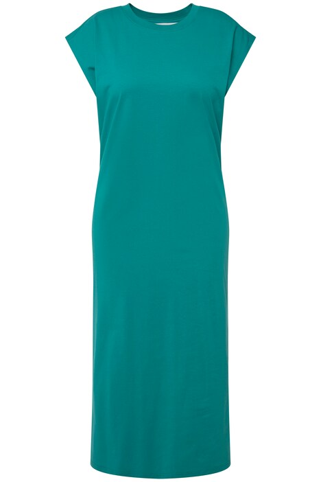 Žerzejové maxi šaty, oversize, kulatý výstřih, bez rukávů, postranní rozparky