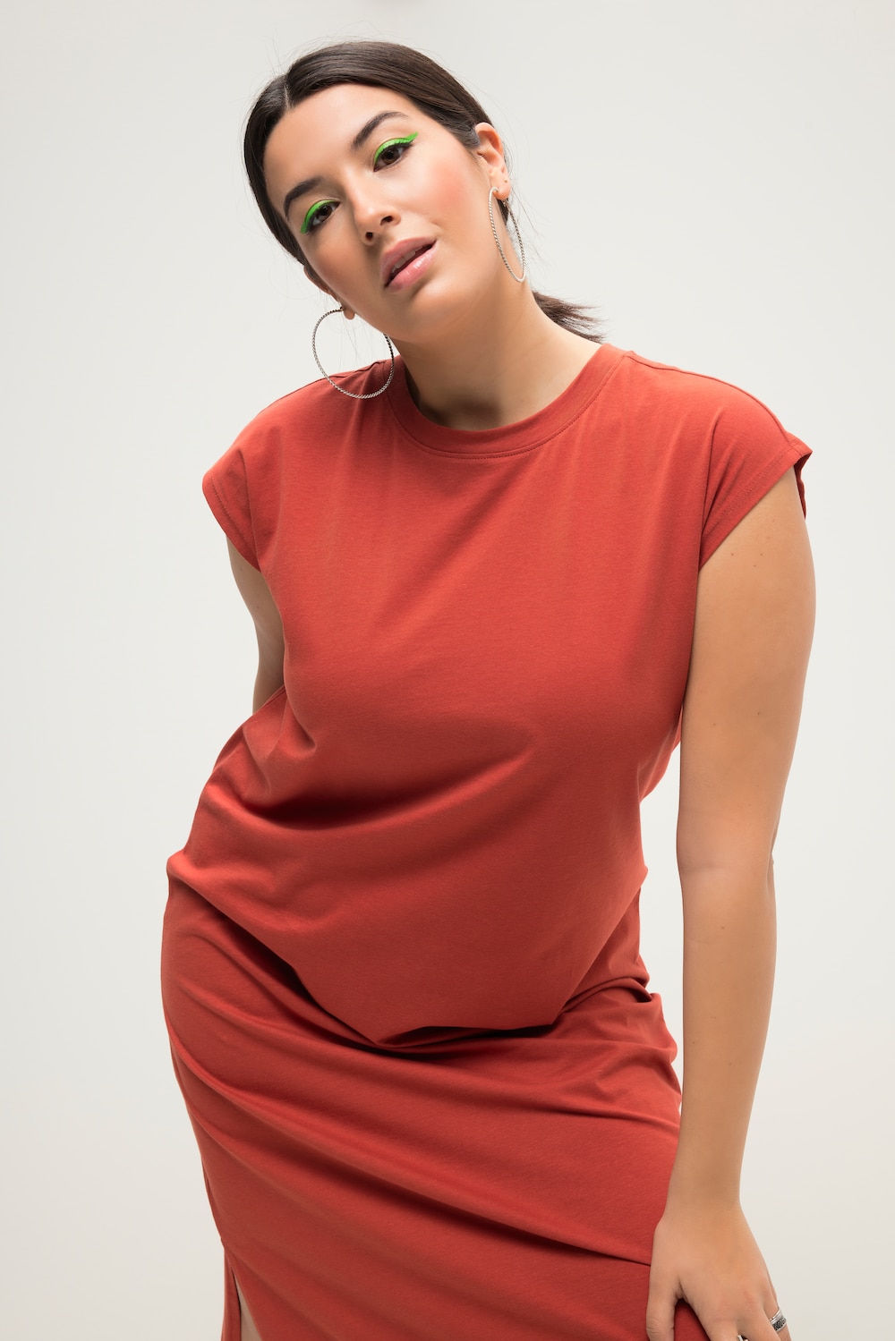 Große Größen Jersey-Midikleid, Damen, rot, Größe: 42/44, Baumwolle, Studio Untold