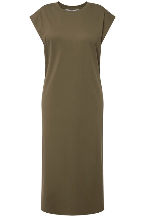 Žerzejové maxi šaty, oversize, kulatý výstřih, bez rukávů, postranní rozparky