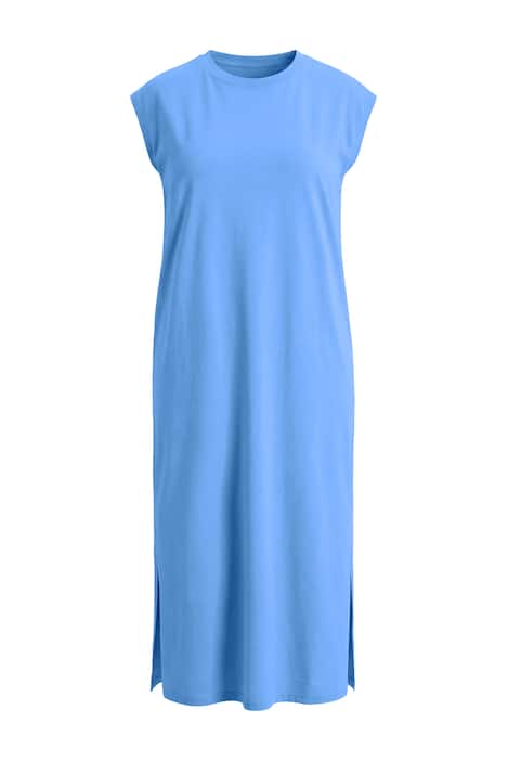 Žerzejové maxi šaty, oversize, kulatý výstřih, bez rukávů, postranní rozparky