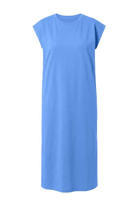 Žerzejové maxi šaty, oversize, kulatý výstřih, bez rukávů, postranní rozparky