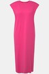 Dżersejowa sukienka midi, oversize, okrągły dekolt, bez rękawów, rozcięcia boczne