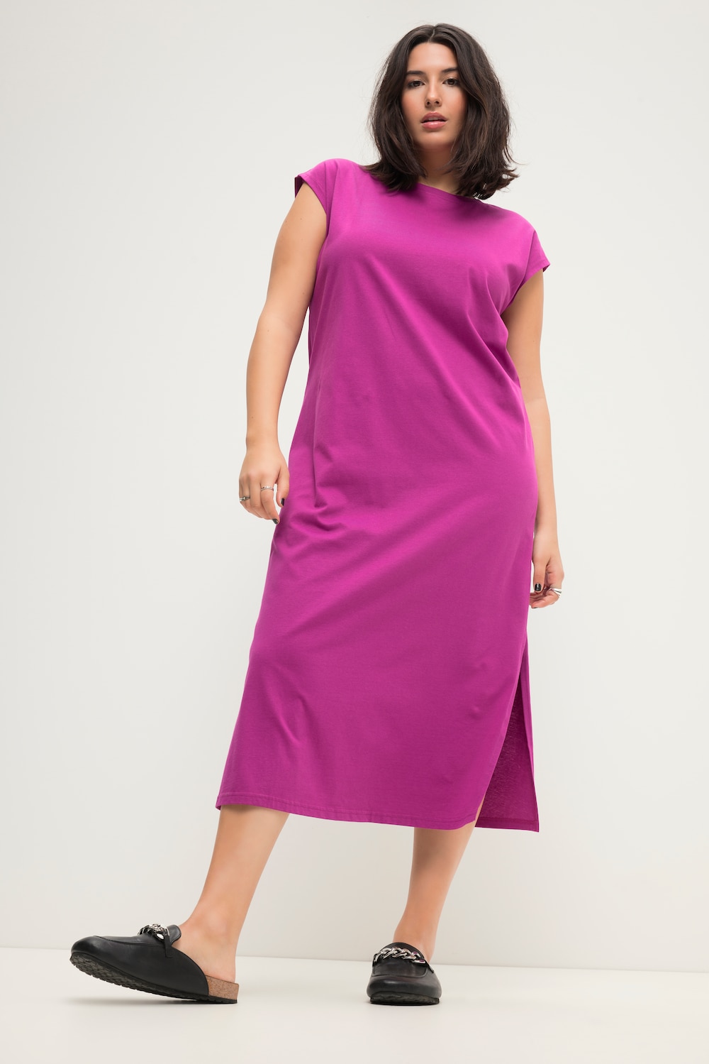 Große Größen Jersey-Midikleid, Damen, rosa, Größe: 50/52, Baumwolle, Studio Untold