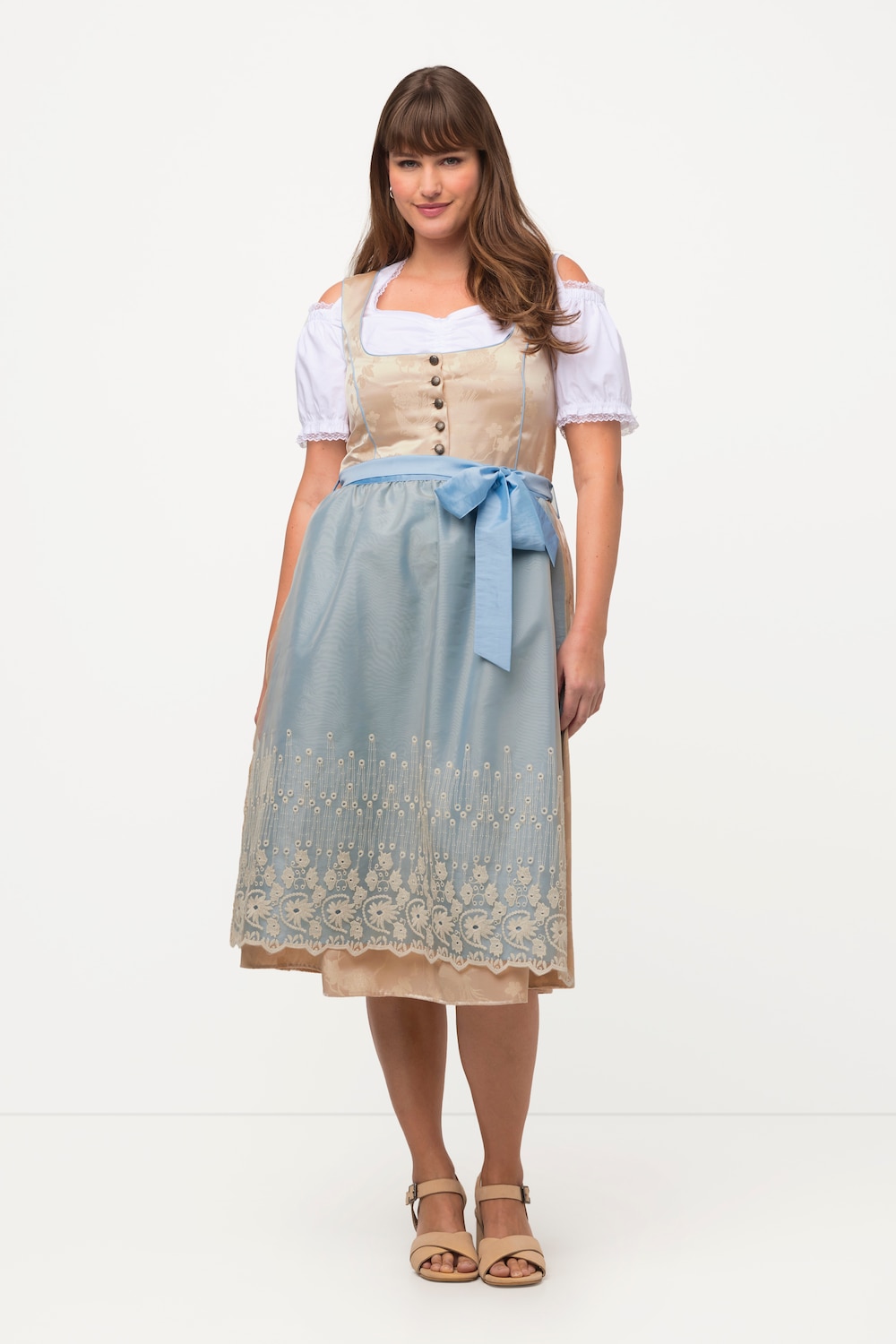 Große Größen Dirndl, Damen, gelb, Größe: 42, Polyester/Baumwolle/Viskose, Ulla Popken