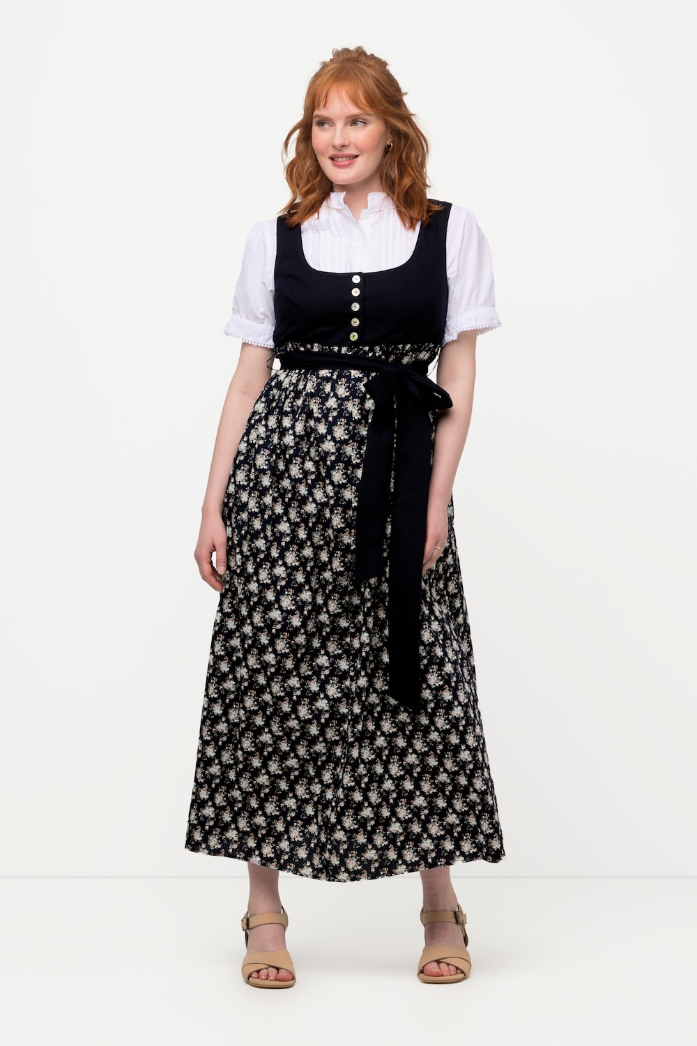 Große Größen Dirndl, Damen, blau, Größe: 44, Baumwolle/Polyester/Leinen, Ulla Popken