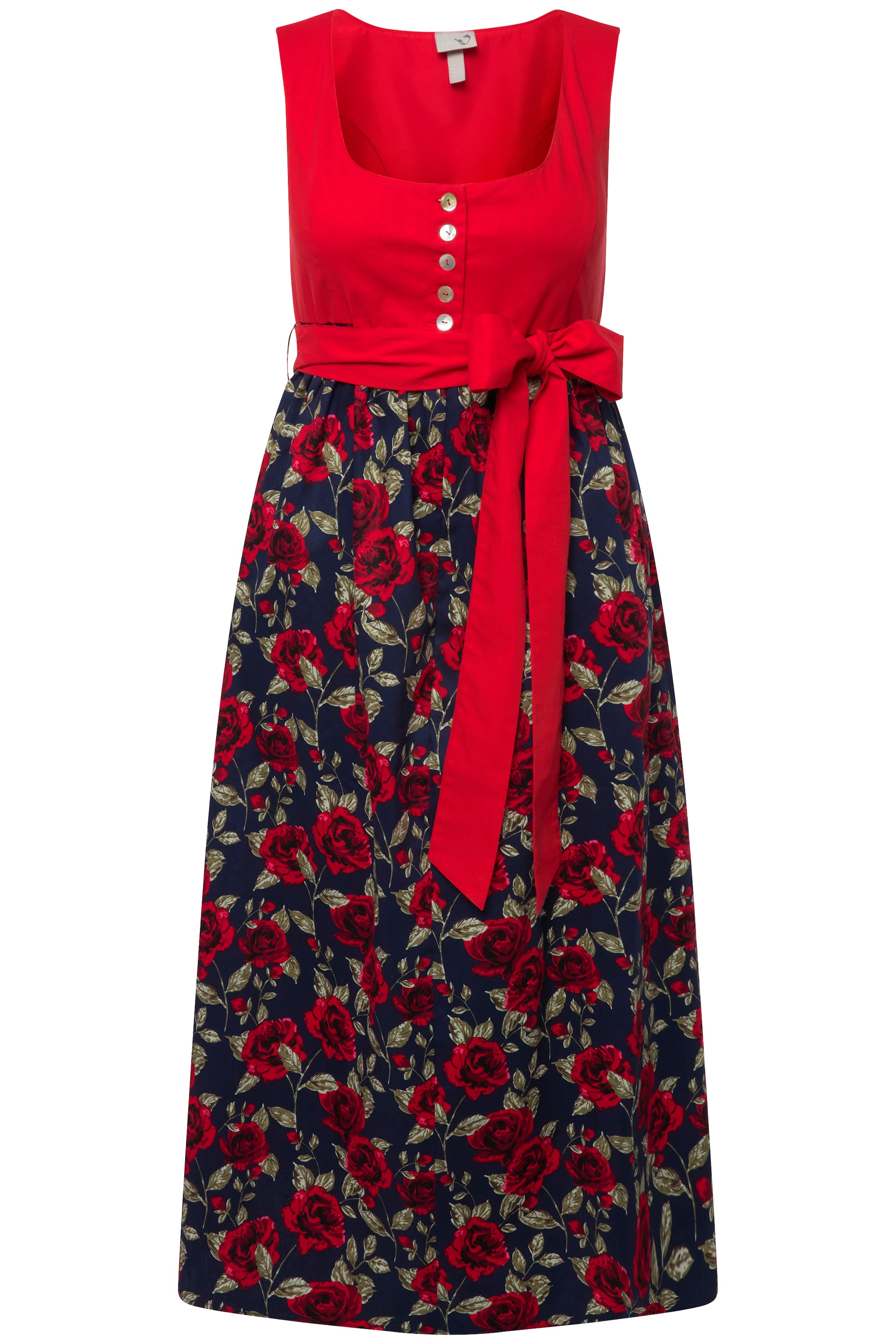 Ulla Popken Damen große Größen Dirndl Blüten Bindeband Carree Ausschnitt