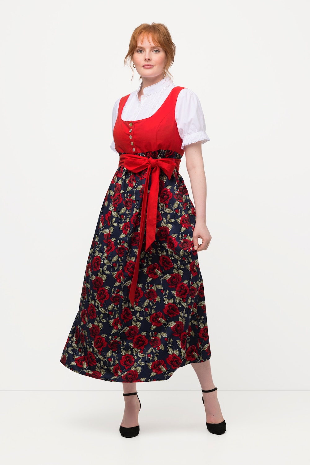 Große Größen Dirndl, Damen, rot, Größe: 48, Baumwolle/Polyester/Leinen, Ulla Popken