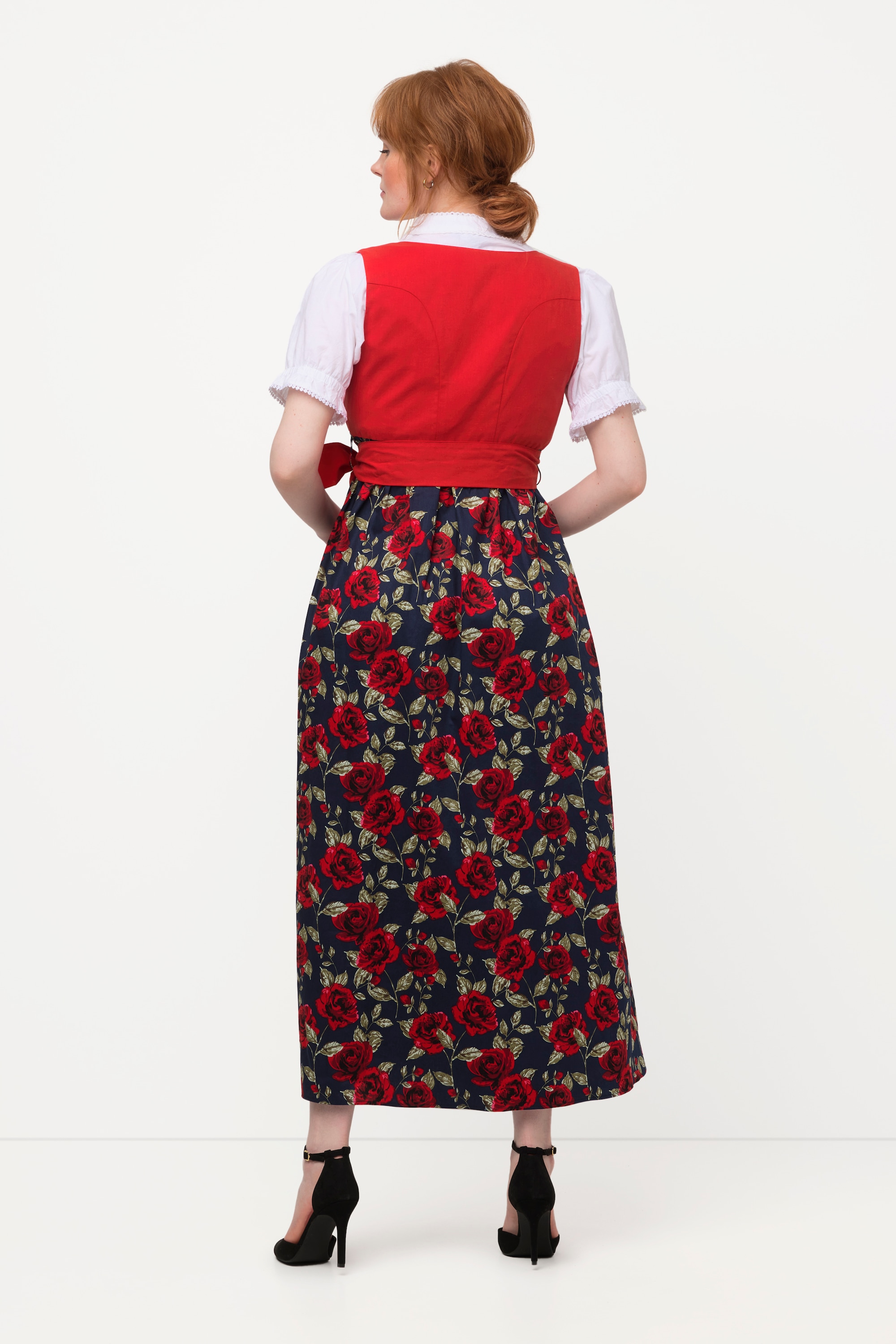 Ulla Popken Damen große Größen Dirndl Blüten Bindeband Carree Ausschnitt